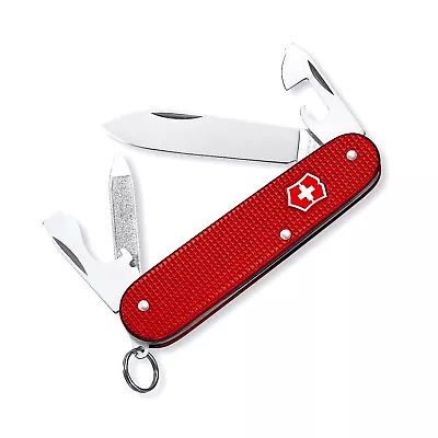 Victorinox Cadet RED Alox Swiss Army W/ Black Leather Clip Pouch - Switzerland • $64.88