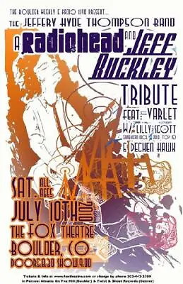 $15 • Buy Jeff Buckley Radiohead Tribute Boulder Concert Poster