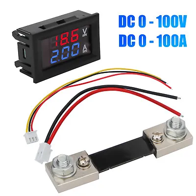 DC 100V 100A Digital Voltmeter Ammeter Dual LED Display Volt Amp Meter W/ Shunt • $12.98