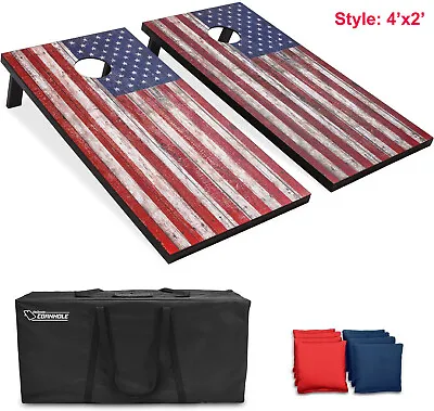 GoSports Classic Outdoor Cornhole Game Set With Rustic Wood Finish 8 Bean Bags U • $91.98