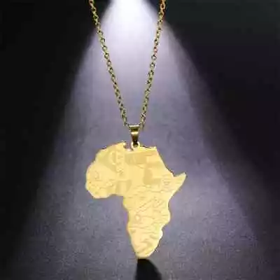 Africa Gold Pendant Necklace Chain Elegant Jewellery Gift Present Womens Mens • £5.99