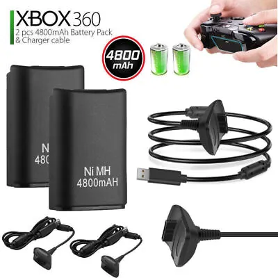 2X Battery Pack Set For XBOX 360 Wireless Controller Ni-mh Battery 4800mAh • $17.99