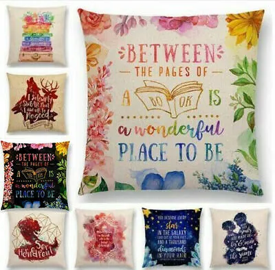 £3.59 • Buy Cushion Cover Reading Books Love Dreams Decorative Letters Fantasy Pillow Case