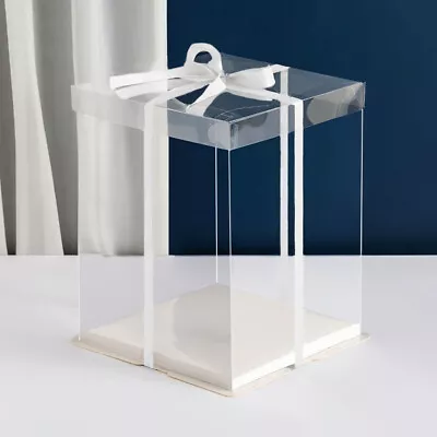 40cm Clear PVC Gift Boxes Cake Candy Packaging Transparent Box Wedding Favors UK • £6.95