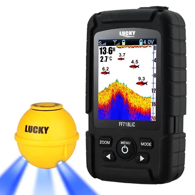 Lucky 2.8  Color Screen Wireless Sonar Echo Sounder 45M Fish Finder+Flash Lamp • £103.19