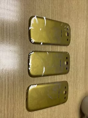 3 X SAMSUNG GALAXY S3 GT -i9300 BACK COVER REAR DOOR REPLACEMENT GOLD COLOUR • £1.99