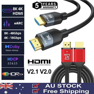 HDMI Cable V2.1 V2.0 5M 3M 2M 1M 8K 4K Ultra HD Cord For HD TV XBOX PS5/4 Switch • $23.39