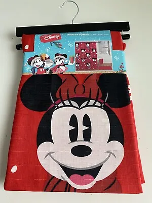 $35 • Buy Disney’s Mickey And Minnie Mouse Christmas Red Fabric Shower Curtain 72x72” NEW