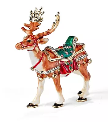 Standing Reindeer Collectible Trinket Box Jeweled Enameled NIB - So Cute! • $34