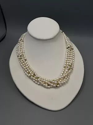 Vintage 5 Strains Natural Pearls 18” Necklace. Pearls Are Cold To The Touch. • $37.50