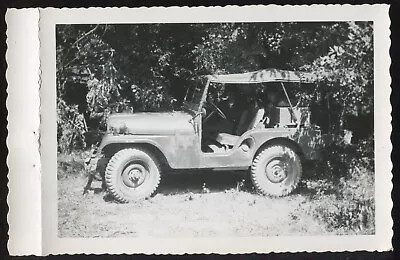 FOUND PHOTO Black & White Polaroid Of Military Jeep Vietnam War Snapshot VTG • $5.99