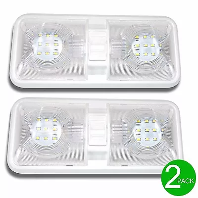 2 RV LED 12v Double Dome Light Ceiling Fixture Camper Trailer Marine Motorhome • $24.99