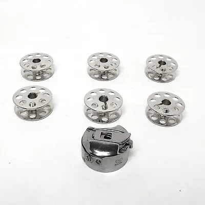 Fits Consew 206RB 1 Bobbin Case 18045 And 6 Silver Bobbins 206RB-5 • $13.85