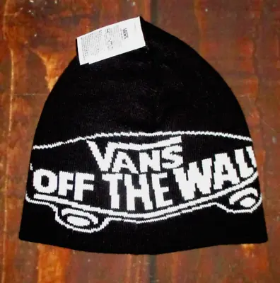 Mens Vans Off The Wall Checked Black Reversible Beanie Hat Cap One Size • $21.90