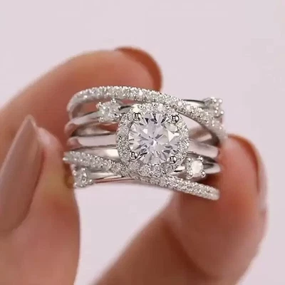 $3.06 • Buy Gorgeous Women 925 Silver Filled Ring Cubic Zircon Wedding Jewelry Gifts Sz 6-10