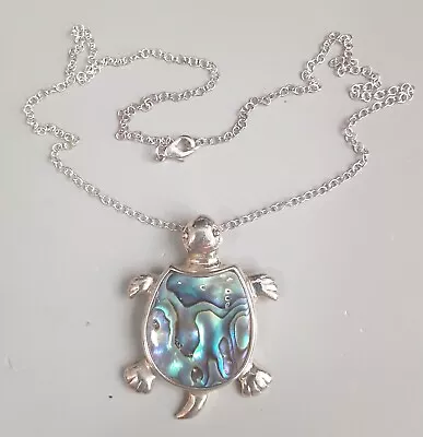 Sea Turtle Tortoise Abalone Shell Pendant Necklace 1.5*18 Inch • $28.81