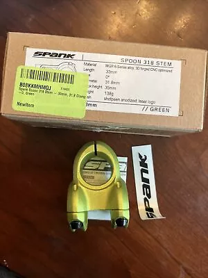 Spank Spoon 318 Stem 33mm Clamp 31.8mm +/-0 Rise Green Aluminum Mounatin Bike • $40