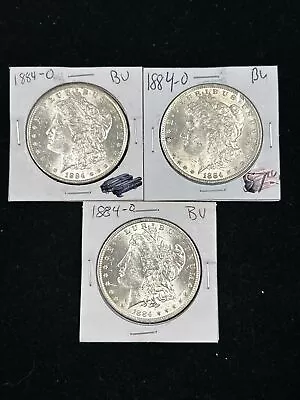 Three (3) 1884-O Morgan Silver Dollars $1 In BU Condition 90% US Silver (Lot SM) • $86