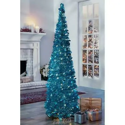 5' Feet Tall Lighted Tinsel Pop-Up Christmas Tree Remote Prelit Warm White Light • $79.99