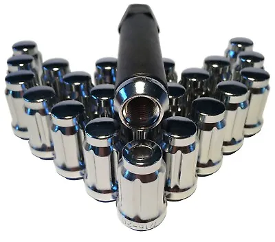 24 Chrome 6 Spline Drive Tuner Wheel 7/16 Lug Nuts With 6 Spline Key (7/16-20) • $30.67