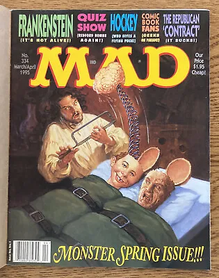 MAD Magazine No. 334 Mar/Apr 1995 Featuring Frankenstein And Quiz Show NEAR MINT • $9