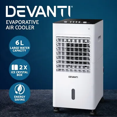 $69.95 • Buy Devanti Evaporative Air Cooler Conditioner Portable Cooling Fan 6L Humidifier