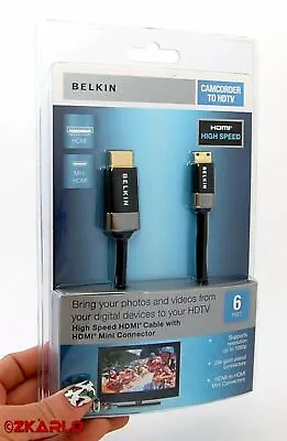Genuine Belkin AV10055-06 Mini HDMI-to-HDMI Camcorder To HDTV TV Cord Cable USA • $6.17