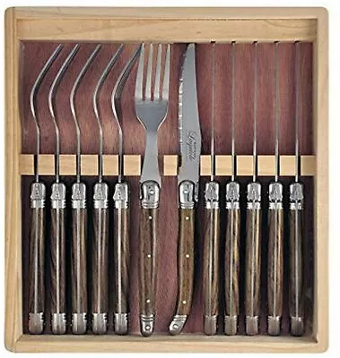 [12 Pcs] Cutlery Steak Knife & Fork Set Gift Dinner Party BBQ Wooden • $72.59