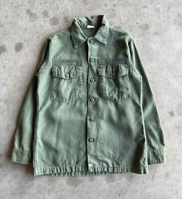 Vintage 60s US Army OG107 Fatigue Button Shirt Jacket Size Medium  • $29.49