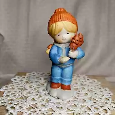 Enesco Country Cousins - Katie Holding Cardinals - Ceramic - 1992 • $8