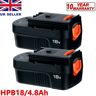 £34.99 • Buy 2X 4.8Ah 18V Battery For Black & Decker HPB18-OPE A18 A1718 A18E A18NH Firestorm