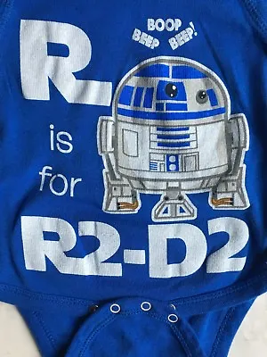 Star Wars Shirt Size 0 6 Months R2 D2 One Piece Outfit Blue Snap Top Movie • $12.99