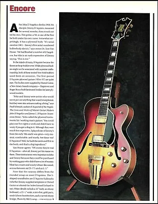 The 1965 D'Aquisto Cutaway Electric Guitar 1999 Full Page History Article Print • $4