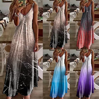 Shirt Dress Summer Maxi Dresses For Women Summer Sleeveless Boho Sundress Casual • $43.76