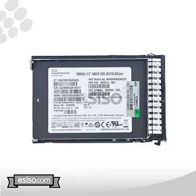 872518-001 872344-b21 Sm863a Hpe 480gb 6g 2.5  Sata Mlc Ssd For Hp Dl20 Dl80 G9 • $74