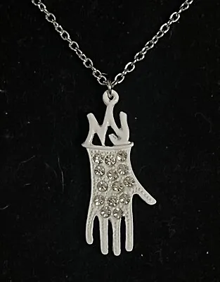 1980’s Michael Jackson Initial White Glove Rhinestone Pendant Necklace  • $0.99