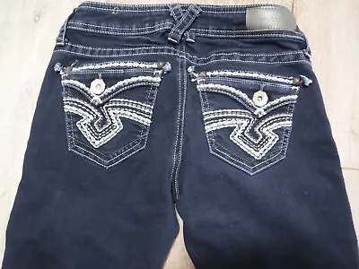 $19.99 • Buy PFR Hydraulic Lola Curvy Womens Jeans Size 1/2 Micro Boot EMBROIDERY Pockets