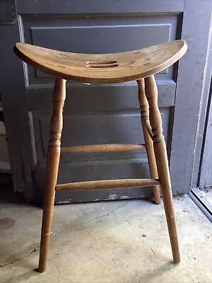 Solid Oak Wood Saddle Seat Cowboy Bar/Counter Stool Rustic Country H-30” • $245