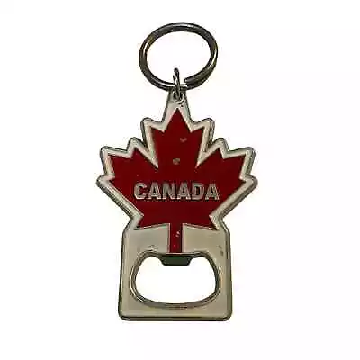 Canada Enamel Maple Leaf Keychain Bottle Opener Charm Single Sided Souvenir • $7.87