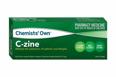 CO C-ZINE 10MG Tab 50 Antihistamine Hayfever Allergy 24h Zyrtec Generic Rapid • $26.95