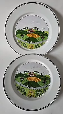 2 VILLEROY & BOCH Design Naif Countryside Hunter&Dog 8 1/4  Salad Plates Lot Set • $19.95