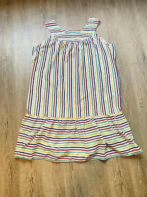 Vtg Muumuu Striped Rainbow Colors Women's XL / XXL Or Clown Costume Sleeveless • $35