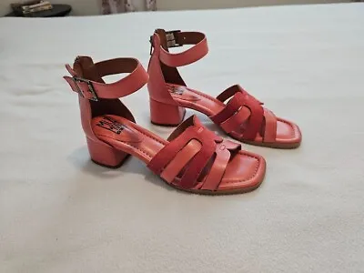 Miz Mooz Salmon Open Toe Heeled Wedge Leather Clog Sandal Size EU37 US 6-6.5 • $32.99