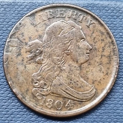 $1999.99 • Buy 1804 Draped Bust Half Cent ERROR + OFF CENTER + DOUBLE STRUCK + BROCKAGE #61502