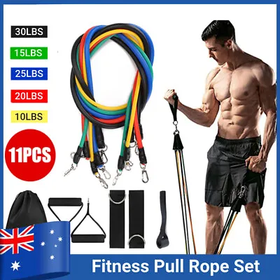 11PCS Resistance Bands Set Pull Rope Gym Home Fitness Workout Crossfit Yoga Kit • $12.99