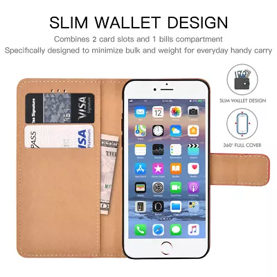 Luxury Genuine Real Leather Wallet Cover For Samsung Galaxy S9 A3 A7 And  More • £4.99