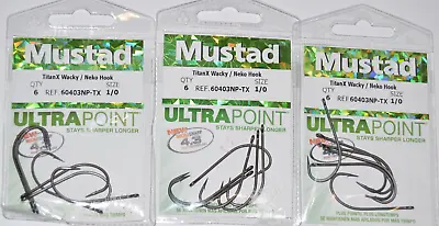 3 Packs Mustad Titanx Titan X Bass Wacky Worm  Neko Rig Hook Size 1/0 60403np-tx • $12.95