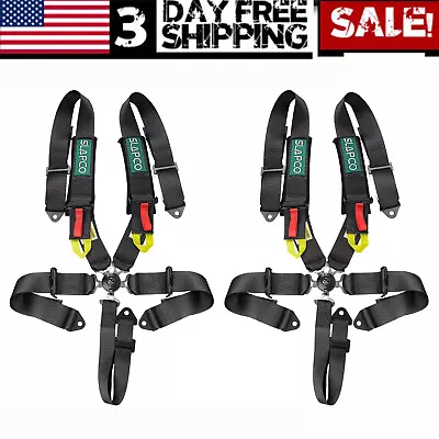 2x 5 Point Cam Lock Racing Harness Seat Belts For Can-Am Polaris ATV Kart Black • $99.99