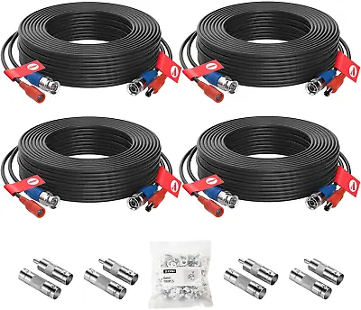 ZOSI Security Camera Cable 60FT DC Power BNC RCA Connector Surveillance Wire • $22.99
