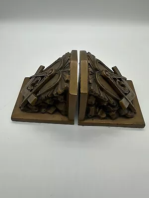 1922 Ronson Masonic Mason Freemason Bookends Patinated Bronze Antique • $120